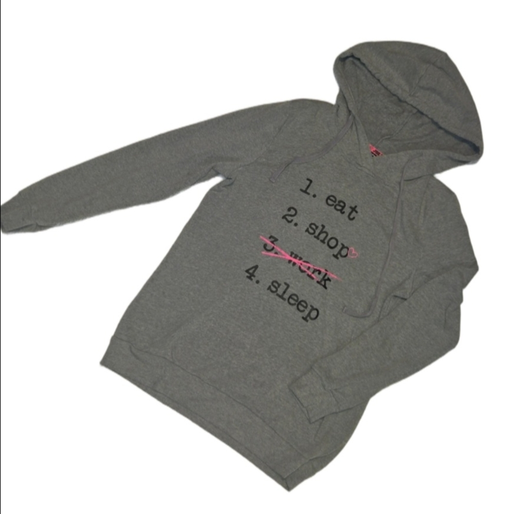 ​Y2K Joe Boxer "Eat Shop Sleep" Graphic Hoodie Long Sleeve Tshirt Medium